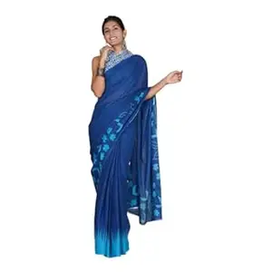 Blue&Bloom Women's Soft Cotton Mul Mul Saree with Blouse | Printed Saree | Lightweight, Breathable | Summer Saree | Elegant Ethnic Saree for Office, Casual | Soft Cotton