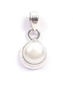 Kirti Sales 7.25 Ratti 6.00 Carat South Sea Pearl Silver Plated Pendant Locket Moti Stone Natural Certified Gemstone for Men and Women (White