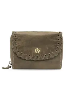KOMPANERO Genuine Leather Women's Wallet (C-11991-OLIVE)