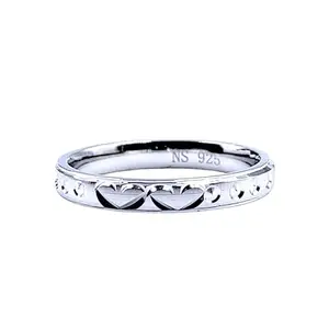 AMONROO 925 Sterling Silver Stylish Minimal Heart Design Wedding Band Ring Bridal Ring Handmade Antique Gift Stylish Unisex Jewellery