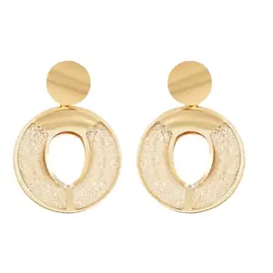 I Jewels Latest Fashion Stylish Gold Plated Round Shape Chunky Dangle Earrings For Women