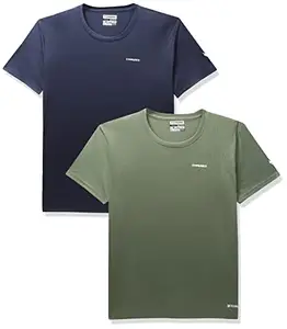 Charged Energy-004 Interlock Knit Hexagon Emboss Round Neck Sports T-Shirt Navy Size Xl And Charged Play-005 Interlock Knit Geomatric Emboss Round Neck Sports T-Shirt Grape-Green Size Xl