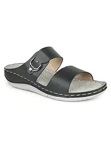 Valiosaa Women's Black Heels Flat Sandal (1643BK)