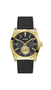 GUESS Leather Analog Black Dial Men's Watch-Gw0793G2