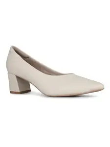 Inc.5 Womens Cream Formal Solid Round Toe Block Heels Pumps