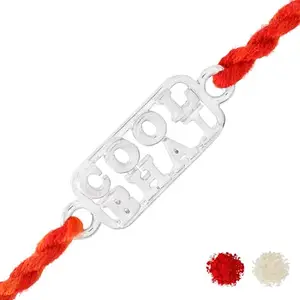 VOYLLA 925 Sterling Silver Precious Cool Bhai Thread Rakhi with Roli Chawal Pack -Rakhi For Brother
