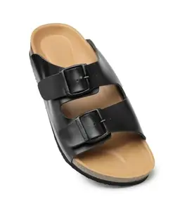 Unisex Cork Fashionable, Comfortable And Trendy Cork Sandals (Black, 10)