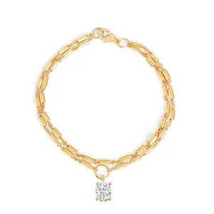MINUTIAE Women's & Girl's Gold-Plated Crystals Link Bracelet_MNT0375OD_G