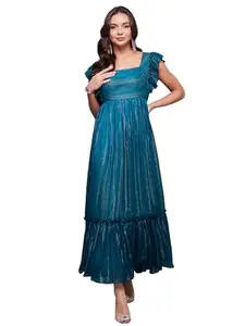 Miss Chase Women's Square Neck Sleeveless Maxi Dress (MCAW22D16-27-83-06, Teal, XL)