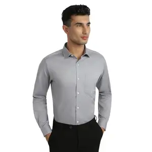 Park Avenue Men Regular Fit Solid Pattern Pure Cotton Semicutaway Collar Full Sleeve Formal Shirt (Size: 46)-PMSK18943-G6 Dark Grey