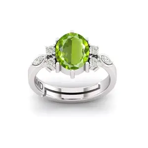 LMDPRAJAPATIS 12.25 Ratti/ 11.25 Carat Natural Green Birthstone Peridot Astrological Gemstone Silver Plated Adjustable Panchdhatu Ring for Women And Men