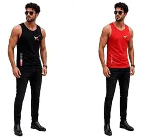 EARTH STAR Men's Cotton Tank Top T-Shirt | Sleeveless Gym Vest | Vest for Man Graphic Logo Print for Workout, Beach, Gym | Workout Sando | Gym Tshirts