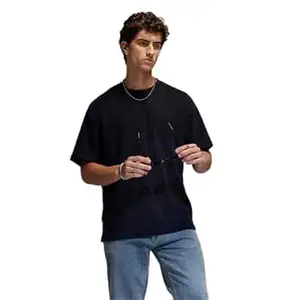 WROGN Men's T-Shirt | Textured Solid Design | Oversized Fit