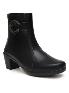 Planet Walk Black Round Toe Slip-On Chelsea Boots For Women's & Girl's