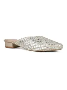 Inc.5 Womens Golden Ethnic Embellished Round Toe Flats
