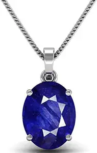 9.25 Ratti/8.32 Carat Blue Sapphire Silver Locket Pendant (Nilam/Neelam) Rashi Ratan Gemstone for Men and Women (MFN_79-OC3G-T532_Baz)