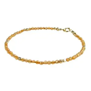 Gems_Hub Gold Plated Bracelet with Yellow Faceted Citrine Beads – Round 2.5mm – For Men & Women|FIZA_LINK_02178