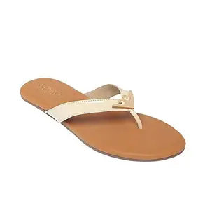 MONROW Elaina Leather Flat for Women, Beige, 3-UK | Casual & Formal Sandals | Stylish, Comfortable & Durable | Occasion Wear