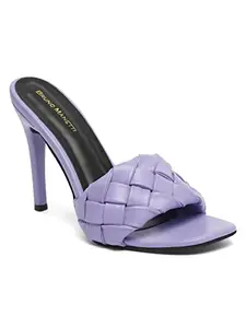 Bruno Manetti Women's Purple Slipon Braided Design Back Open Heels