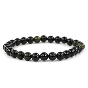 Mystic Crystals & Creations Black Tourmaline Bracelet Mental Clarity 6 mm Round Beaded Bracelet for Women Men Natural Healing Crystal Chakra Balancing Meditation Stone.