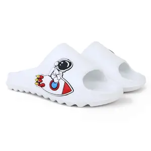 Pampy Angel Zig Zag Rocket Men's Flip Flops Slides Back Open Household Comfortable Slippers White,6 (UK/India)