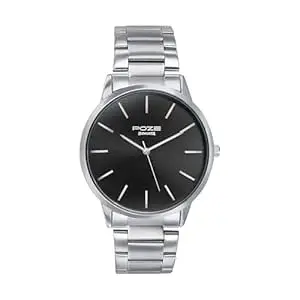 Sonata Poze Quartz Black Dial Silver Metal Strap Analog Watch for Men-SP70045SM01W