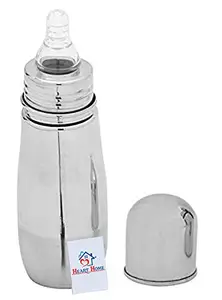 Kuber Industries Heart Home Stainless Steel Baby Feeding Bottle for Kids Steel Feeding Bottle for Milk and Baby Drinks Zero Percent Plastic No Leakage with Internal ML Marking (250 ml) (1 Extra Nipple Free)-HEART11360