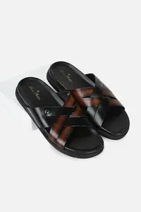 Louis Philippe Men Black Solid Sandals