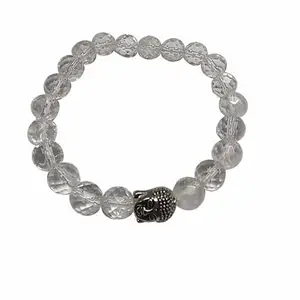 OCCULT GEMS HOUSE White Sphatik Crystal Bracelet for Unisex Stretchable Beaded Healing Stone BraceletFree Size, StylishSpiritual Jewelry for Meditation, Energy Balance