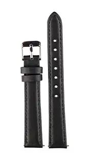 EXOR Dashing Black colour Leather watch strap 14MM for women with New Duke Finish Of Genuine Leather watch strap