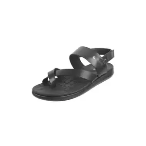 Mochi Men Black Leather Cushioned Insole Anti-Slip Fashion Casual Sandals UK/11 EU/45 (18-796)