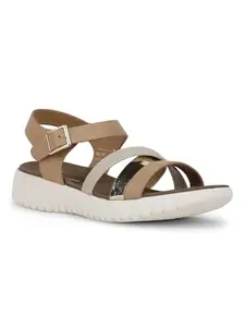 Liberty Healers ZQ-AL-SN04 Casual Sandal For Women With PU Sole | Stylish & Comfortable | Durable Summer Footwear for Outdoor/Indoor - Ideal for Everyday Wear (Beige - 39 EU)