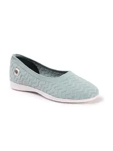Carlton London Women Sky Blue Comfortable Lightweight Knitted Mesh Slip on Comfortable Casual Flat Ballerina Shoes (36)