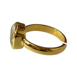 Parakash Gems Real 3.5 Ratti Ceylon White Sapphire Stone Panchdhatu Adjustable Ring Square Shape Certified Safed Sapphire Ring for Men and Women