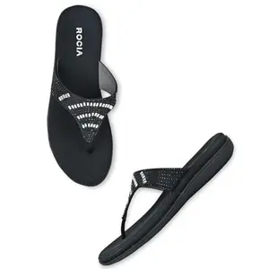 ROCIA By Regal Black Women Casual Comfort Studded Flats