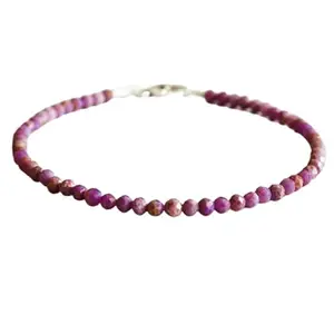 LKBEADS Silver Plated Bracelet with Multicolor Faceted Lepidolite Beads – Round 3mm – 7 inch Adjustable – For Men & Women|LK_STACK_04509