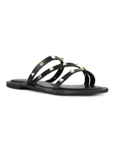 Inc.5 Womens Black Casual Strappy Open Toe Flats
