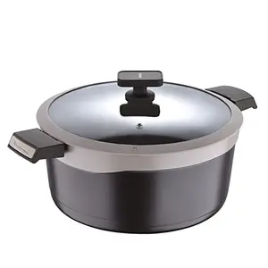 Bergner Gastro Non Stick Cooking Casserole / Briyani Pot/ Handi with Glass Lid, 24cm, Induction Base, Thickness 4.1mm, Brown, Gas Ready price in India.