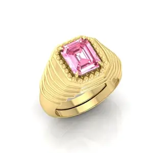 MBVGEMS 12.25 Carat Pink Sapphire Gold Plated ring Gold Plated Ring Astrological Adjustable Ring Size 16-22 for Men and Women