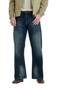 SNITCH Men Jeans Casual Wear | Flared Fit Mid Rise Plain Front Full Length Denim | 100% Cotton Non-Stretch Stone-Wash for Everyday Comfort & Vintage Style