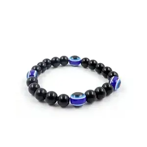Black Beaded Evil Eye Protection Bracelet | Stylish Spiritual Energy Bracelet for Men & Women