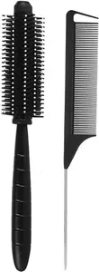 BRO FLAME Hair Brush for Women & Men | Brush for Hair Large Hairbrush for Women (sasta round comb+steel tail comb)