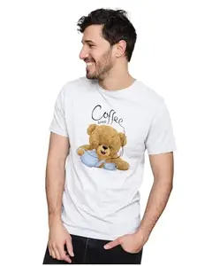 Men's & Women's Regular Fit T-Shirt Just Be Happy - Smile 100% Cotton Unise T-Shirt White|Females(TEDDY18-White S Men Goal)