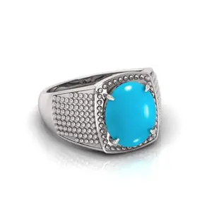 AMG GEMS Turquoise Firoza Sky Blue Gemstone Panchdhatu Adjustable Ring For Men And Women (10.25 Ratti)