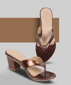 Picktoes SC-R-375 Women's Copper Synthetic Leather Casual Heel Sandal