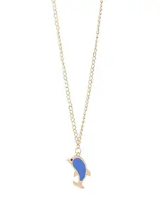 Viraasi Set of 2 Gold Plated Dolphin and Turtle Pendant for Women and Girls