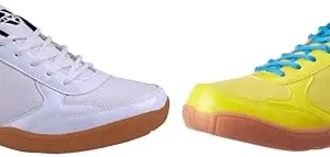 Nivia Men's Yellow Aster Blue Flash Shoe 7UK Flash Shoe Badminton Shoes for Mens (White Blue) UK - 7
