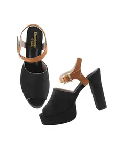 Shoetopia Women's Heeled Sandal-5 Kids UK (Book-Black)-EU38