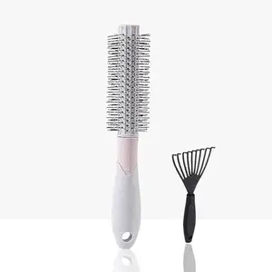 BlackBoss Round Hair Brush With Brush Cleaner Tool for Blow Drying, Styling, Curling, Straighten with Soft Nylon Bristles for Short or Medium Curly Hairs for Women & Men Dotted (Light-Purple)