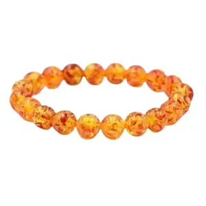 RudraGallery Amber Stone Bracelet Round Amber Crystal Bracelet